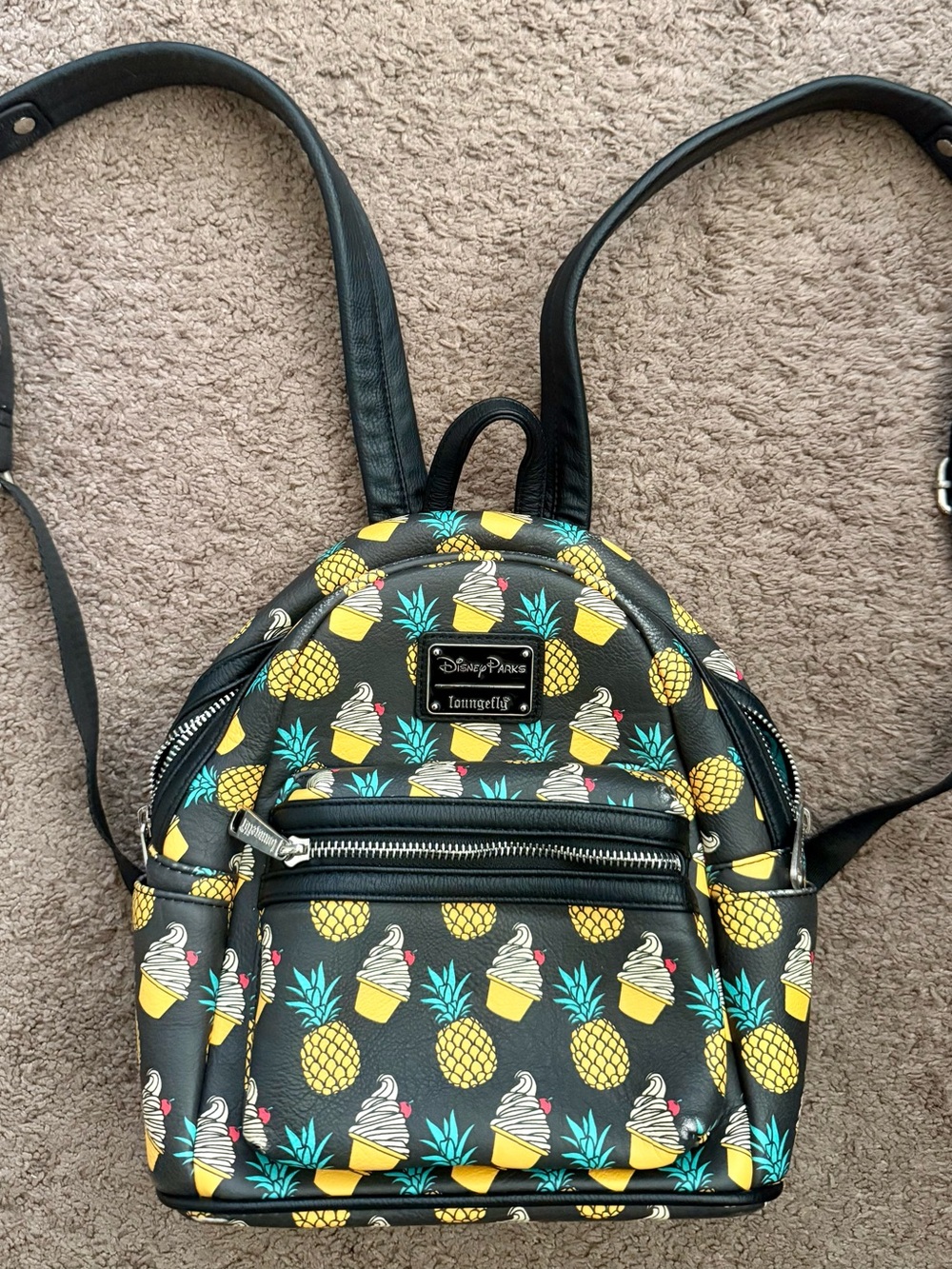 Loungefly Disney Parks Black Pineapple & Dole Whip Mini Backpack